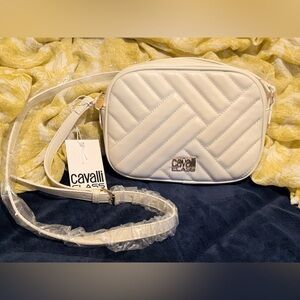 Cavalli Class Marzia Top-zip Camera Crossbody Bag (White) NWT